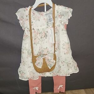 Floral Baby Outfit with Pink Leggings